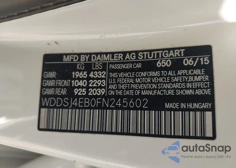 2015 Mercedes-Benz Cla 250 из США, поврежденный, VIN WDDSJ4EB0FN245602